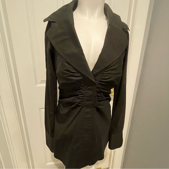 SEARLE black cotton RUCHED neckline blouse, size 4 - Picture 1 of 4